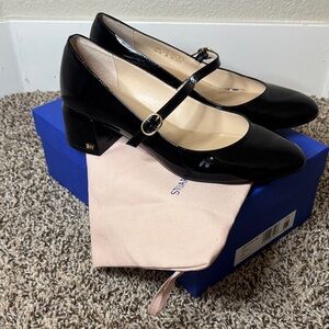 Stuart Weitzman Black Patent Mary Jane Heels Gabby 45 Mary Jane